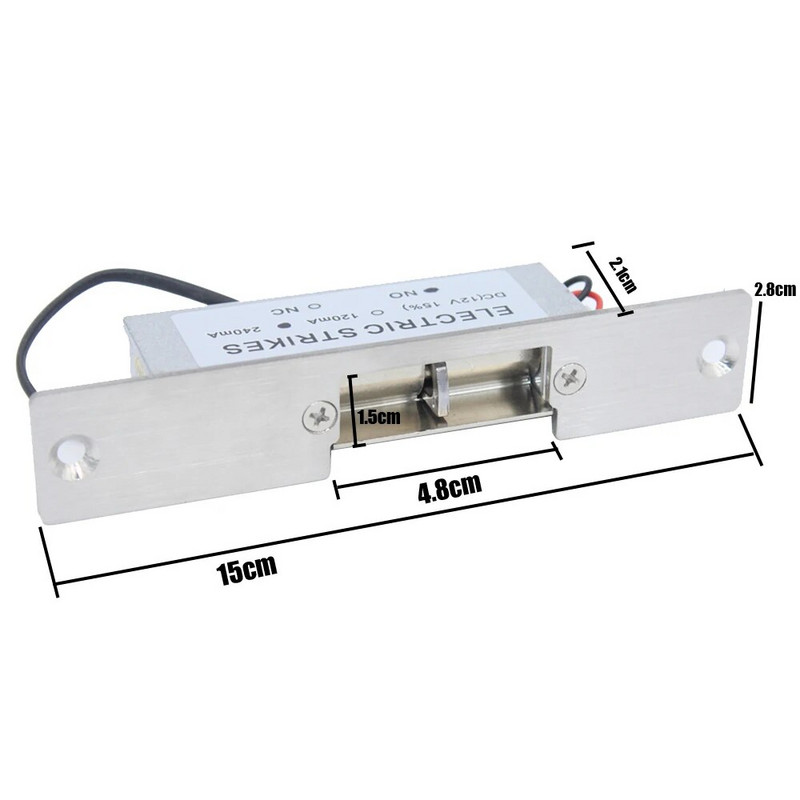 Nerūsējošā līdzstrāvas 12 V elektriskā streikojoša durvju slēdzene piekļuves kontroles sistēmai, droša vai droša elektriskā slēdzene