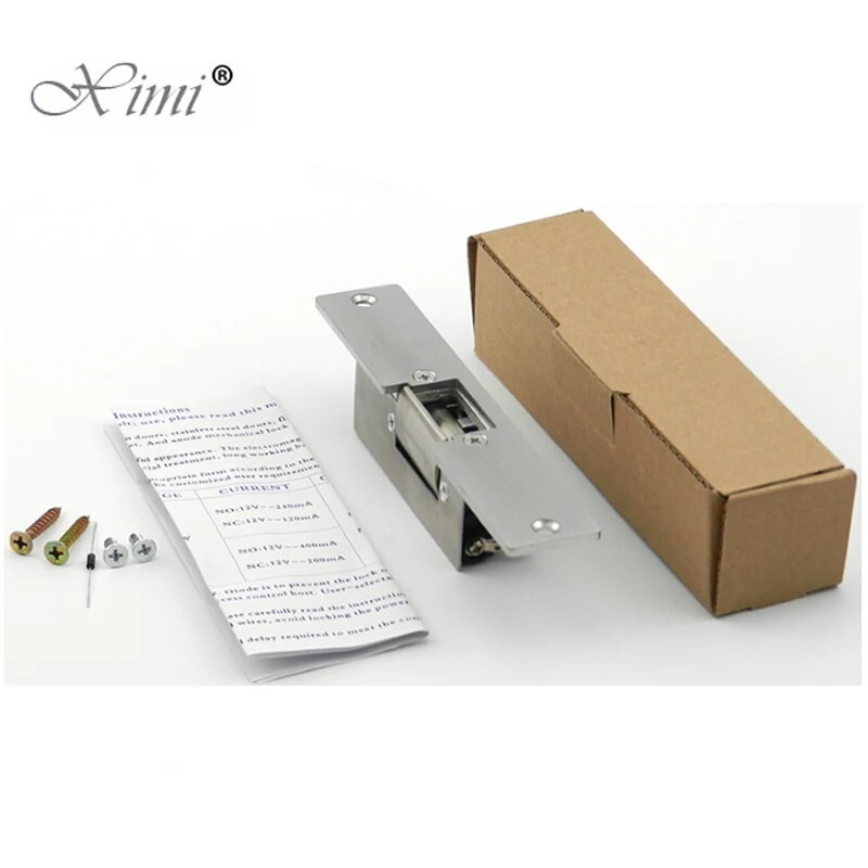 Elektriskā durvju slēdzene, elektroniska piekļuves kontroles sistēmai, jauna, droša nerūsējošā tērauda durvju 12 V līdzstrāvas atteice bez NC slēdzenes