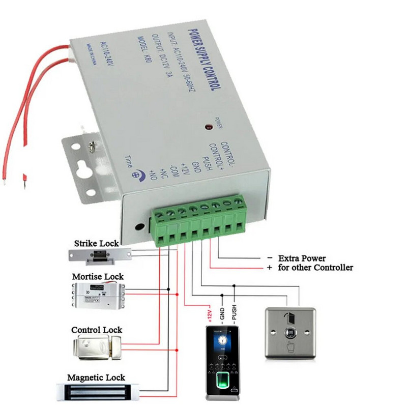 DC 12V ukse juurdepääsu juhtimissüsteem lüliti toiteallikas 3A 5A AC 110~240V RFID-sõrmejälgede juurdepääsukontrolli masina jaoks