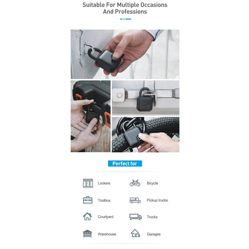 2023 nova L3 brava na otisak prsta inteligentna brava vrata skladišta spavaonica ormarić za pohranu bicikl protuprovalni lokot s otiskom prsta