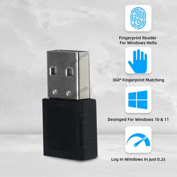Σύνδεση μονάδας ανάγνωσης δακτυλικών αποτυπωμάτων USB Συσκευή ανάγνωσης δακτυλικών αποτυπωμάτων USB για Windows 10 11 Κλειδί ασφαλείας Hello Biometrics