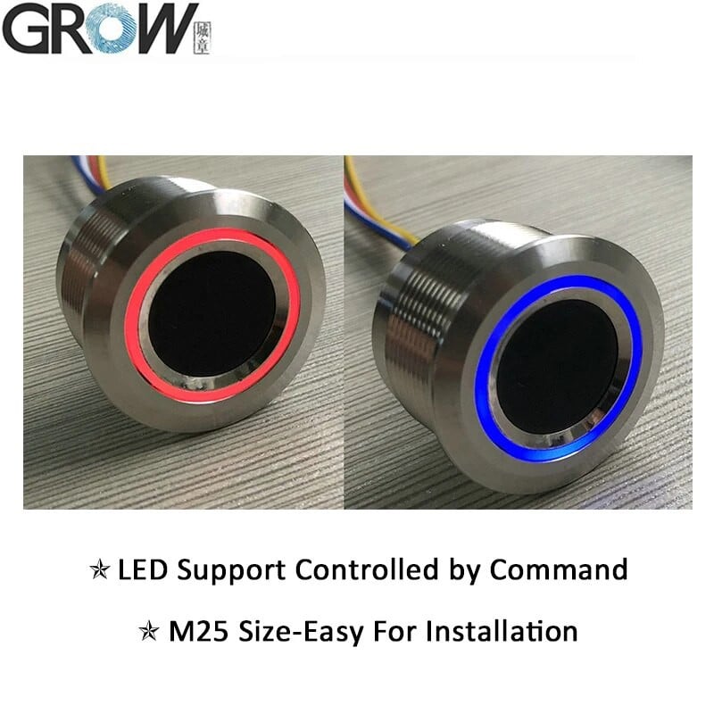 R503 jauns RGB gredzena indikatora gaismas diodes vadības apaļais pirkstu nospiedumu moduļa piekļuves kontrole Arduino