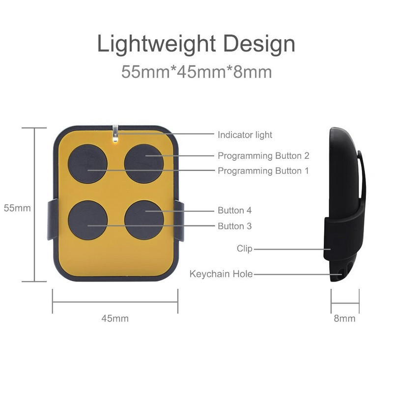 Diaľkové ovládanie Scimagic-RC pre viacero garážových brán, 280MHz až 868MHz, rolovací a pevný kód, 433MHz vysielač, otvárač, kľúčenka
