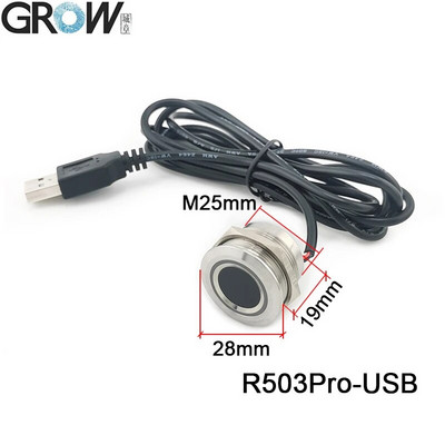 GROW R503Pro UART/USB 1500 mahutavusega ümmargune RGB LED-juhtimine DC3,3V mahtuvusliku sõrmejäljemooduli anduri skanner juurdepääsu juhtimiseks