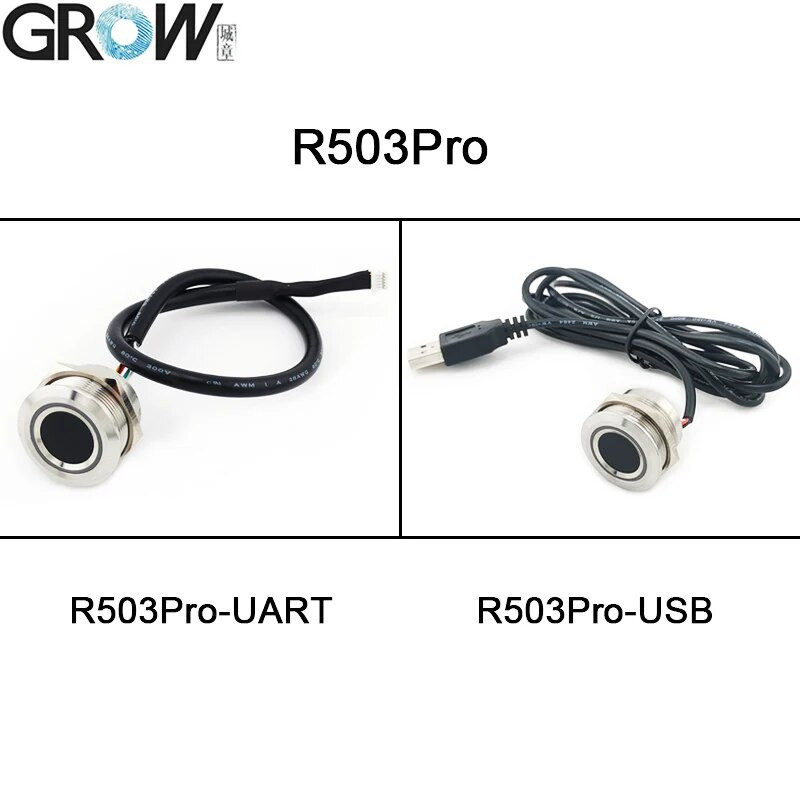 GROW R503Pro UART/USB 1500 mahutavusega ümmargune RGB LED-juhtimine DC3,3V mahtuvusliku sõrmejäljemooduli anduri skanner juurdepääsu juhtimiseks
