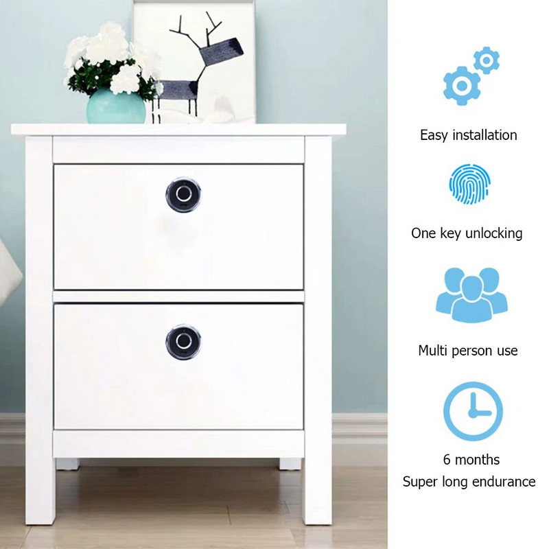 Încuietoare inteligentă pentru sertar cu amprentă digitală Dulapuri pentru ușă dulap de birou cu încuietori mici antifurt Accesorii pentru lacăt de securitate