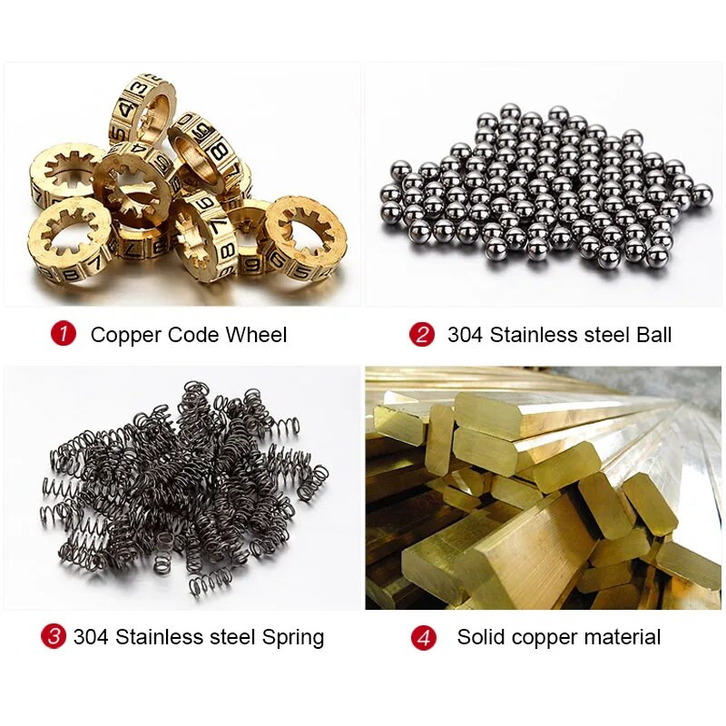 Augstas kvalitātes piekaramās slēdzenes, cieta misiņa slēdzenes ciparu kombinācijas paroles slepenais kods sporta zāles āra skapīša korpusam vara nerūsējošais tērauds