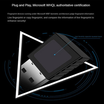 BAAY Mini USB четец на пръстови отпечатъци Модулно устройство USB четец на пръстови отпечатъци за Windows 10 11 Hello Biometrics Защитен ключ