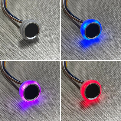 R502-F ūdensizturīgs DC3.3V UART mazs apaļš gredzens RGB LED kapacitatīvais pirkstu nospiedumu sensora moduļa piekļuves kontrole Arduino ar bezmaksas SDK