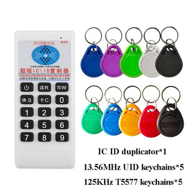RFID kopētāja pavairotājs 125KHz 13,56MHz karšu lasītājs rakstītājs klonētājs IC ID piekļuves kontroles karte ar EM4305 T5577 NFC UID mikroshēmas tagu