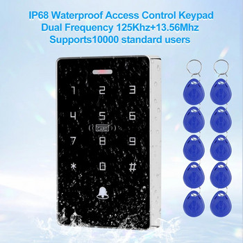 NFC подсветка Сензорна двойна честота 125KHz + 13.56MHz RFID карта за контрол на достъпа Клавиатура за заключване на врата WG Изход IP68 Водоустойчив