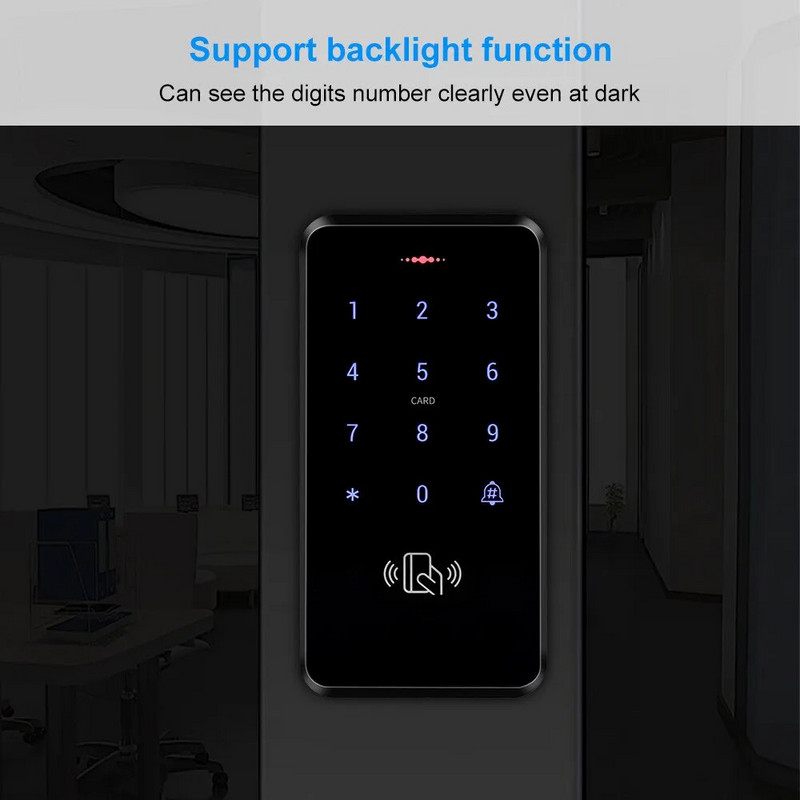 IP68 ūdensnecaurlaidīga piekļuves kontroles tastatūra āra RFID piekļuves kontrolieris pieskāriena durvju atvēršanas sistēma elektroniskā EM4100 125KHz atslēgu kartes