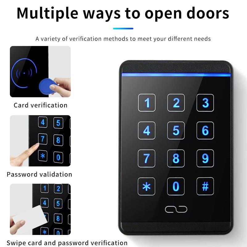 Vodotesný dizajn 125 kHz RFID PIN Pad NFC čítačka kariet Wiegand 26/34 systém riadenia prístupu čítačka kariet