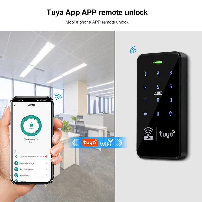 Wifi Tuya Smart Access Controller RFID-klaviatuur IP68 veekindel puutetundlik klaviatuur 13,56MHz parooliluku APP kaugjuhtimissüsteem