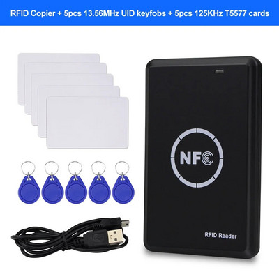 NFC Smart Card Reader Rašytojas RFID kopijavimo aparatas / dauginimo aparatas 125KHz 13.56MHz USB programuotojas Raktų pakabukai Kortelės ID IC EM UID EM4305 T5577 žyma