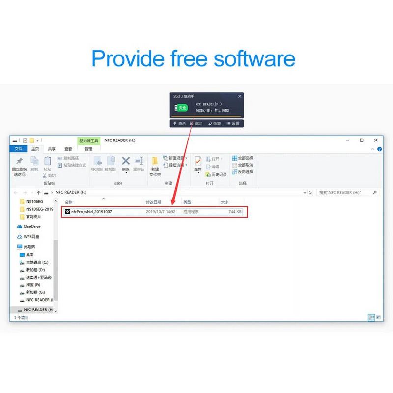 NFC Smart Card Reader Rašytojas RFID kopijavimo aparatas / dauginimo aparatas 125KHz 13.56MHz USB programuotojas Raktų pakabukai Kortelės ID IC EM UID EM4305 T5577 žyma