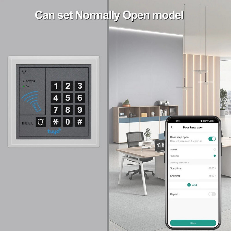 Tuya WiFi piekļuves kontroles tastatūra 125KHz savrupa piekļuves kontrollera karšu lasītājs WG26 Smart APP durvju atvērējs bez atslēgas paroles slēdzene