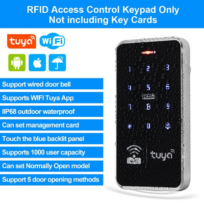 Wifi Tuya viedais piekļuves kontrolieris RFID tastatūra IP68 ūdensizturīga skārientastatūra 13,56MHz paroles bloķēšanas APP tālvadības sistēma