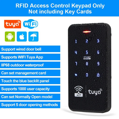 Wifi Tuya viedais piekļuves kontrolieris RFID tastatūra IP68 ūdensizturīga skārientastatūra 13,56MHz paroles bloķēšanas APP tālvadības sistēma