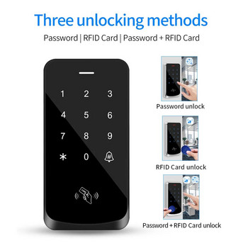 2000 потребители Система за контрол на достъпа IP67 Водоустойчив RFID EM Ключалка за отваряне на врати Клавиатура Подсветка Сензорен екран Wiegand 26 34 Четец на карти