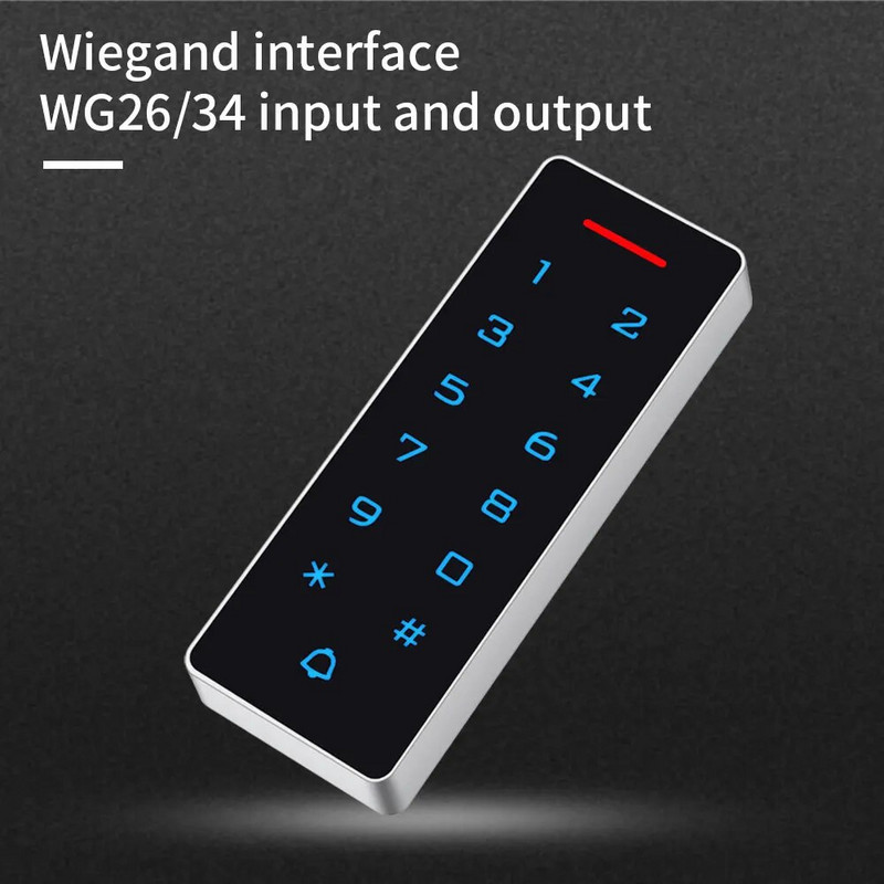 Foninio apšvietimo jutiklinės prieigos valdymo klaviatūra RFID ID IC artumo WG26 išvestis autonominis prieigos valdymo kortelių skaitytuvas 2000 naudotojų namams