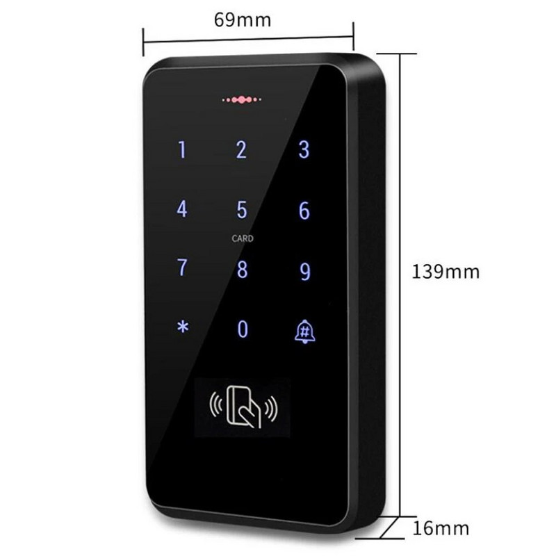 IP68 vízálló beléptető billentyűzet kültéri érintőképernyős RFID beléptető vezérlő ajtónyitó rendszer elektronikus zár 125 kHz kulcskártya