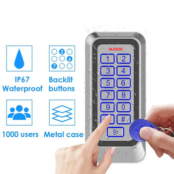 Οπίσθιος φωτισμός RFID Metal Door Access Control Reader 1000 User 125KHz EM Card Keypad IP67 Waterproof Code Door Lock
