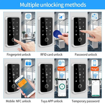 NFC Bluetooth Tuya App RFID IC M1 Контрол на достъпа Клавиатура IP65 Водоустойчив Биометричен пръстов отпечатък Сензорен екран Контролер за достъп