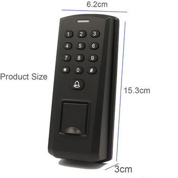 2.000 Ελεγκτής πρόσβασης δακτυλικών αποτυπωμάτων Reader Wiegand 26 125khz RFID ID Card Reader 1.000 Users Password Door Opener with Doorbell