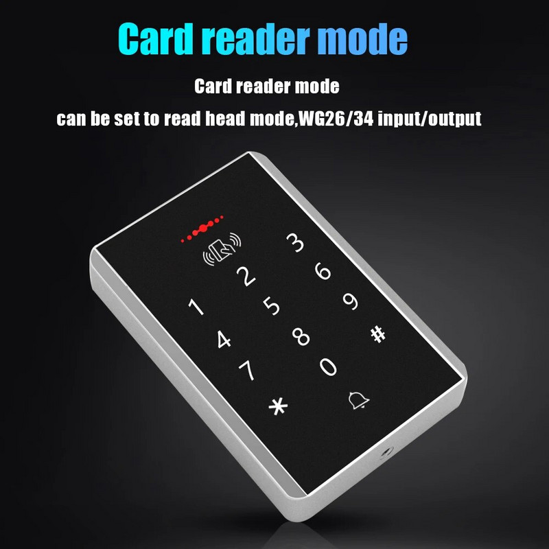 Controler de acces autonom RFID 125KhzControl acces Tastatură panou digital Cititor de carduri 13,56MHZ Sistem de blocare a ușii 2000 de utilizatori