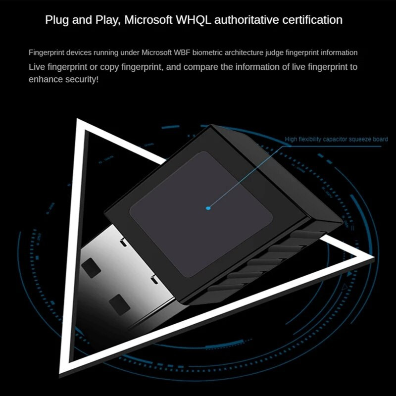 2X Mini USB Cititor de amprentă Dispozitiv Dispozitiv Cititor de amprentă USB pentru Windows 10 11 Hello Biometrics Cheie de securitate