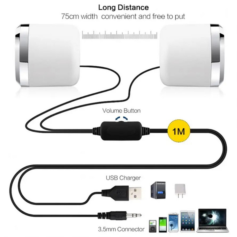 Velika snaga Stereo subwoofer punog opsega PC zvučnik Prijenosni bas glazbeni DJ USB Računalni zvučnici za prijenosno računalo Telefon TV