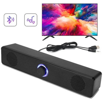 Επαγγελματικό Φως LED Φορητό ηχείο Sound Bar Stereo Subwoofer USB Κουμπί ενσύρματο DJ Bass Sound Box για φορητό υπολογιστή