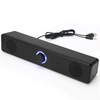 Profesionalni LED svjetlo Prijenosni zvučnik Sound Bar Stereo subwoofer USB gumb Žičana DJ bas zvučna kutija za prijenosno računalo PC