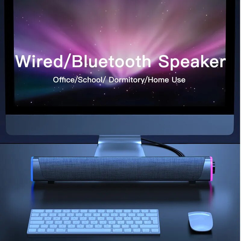 Difuzor cu fir pentru computer 4D, Bluetooth 5.0, sunet stereo, subwoofer, bară de sunet surround, pentru Macbook, laptop, notebook, computer