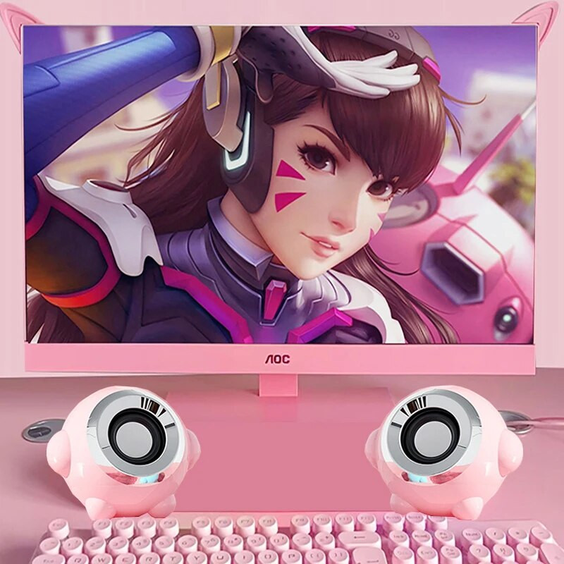 Ružičasti zvučnici za računalo za prijenosna računala Zvučnici USB 3,5 mm žičane reprodukcije glazbe HIFI stereo s mikrofonom za prijenosna računala