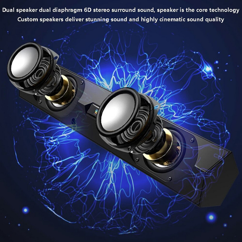 Stolni Bluetooth zvučnik Dvostruki zvučnik Bluetooth 5.0 HIFI Kućni Soundbar Subwoofer LED svjetlosni efekt Stereo računalni zvučnik