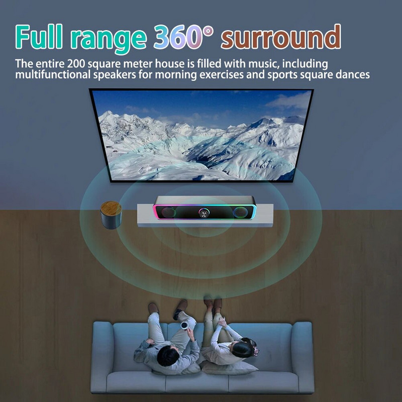 Bluetooth reproduktor 4D priestorový soundbar káblový počítačový reproduktor stereo subwoofer soundbar pre notebook PC kino TV Aux 3,5 mm