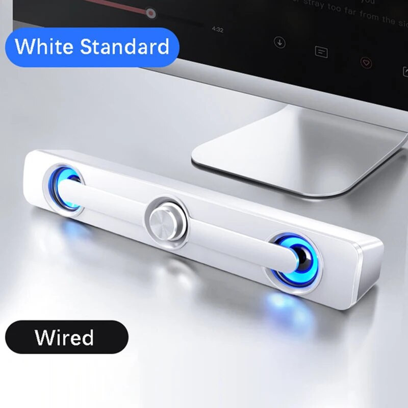 Vezetékes USB+Vezeték nélküli Bluetooth Számítógép Hangszóró Bar Sztereó Mélynyomó Basszus Hangszóró Surround Hangdoboz PC-hez Laptop Telefon TV Tablet