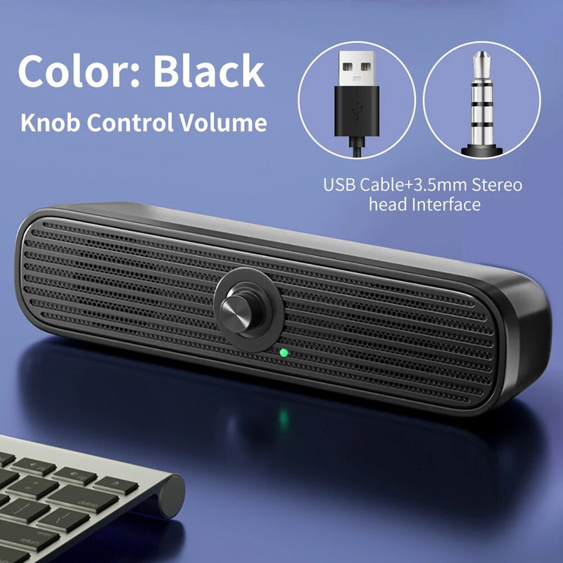 COOMAER Surround Desktop PC zvučnik Kućni stereo 3.5Aux USB Soundbar sustav Računalo TV Telefon HIFI Subwoofer Žičani Jak bas