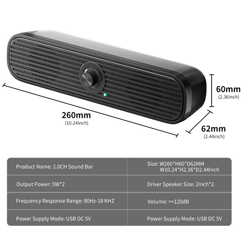 COOMAER Surround Desktop PC zvučnik Kućni stereo 3.5Aux USB Soundbar sustav Računalo TV Telefon HIFI Subwoofer Žičani Jak bas