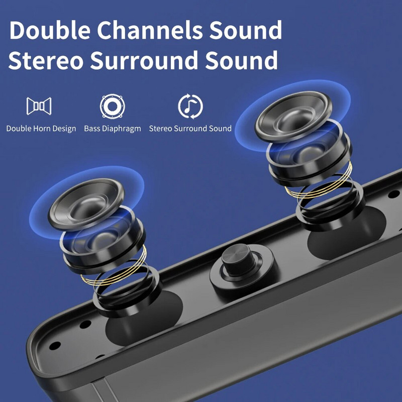 COOMAER Surround Desktop PC zvučnik Kućni stereo 3.5Aux USB Soundbar sustav Računalo TV Telefon HIFI Subwoofer Žičani Jak bas