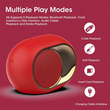 X6 Bluetooth 5.0 високоговорител TWS Преносими безжични високоговорители за телефон PC Водоустойчив външен стерео Поддръжка на музика TF AUX USB FM