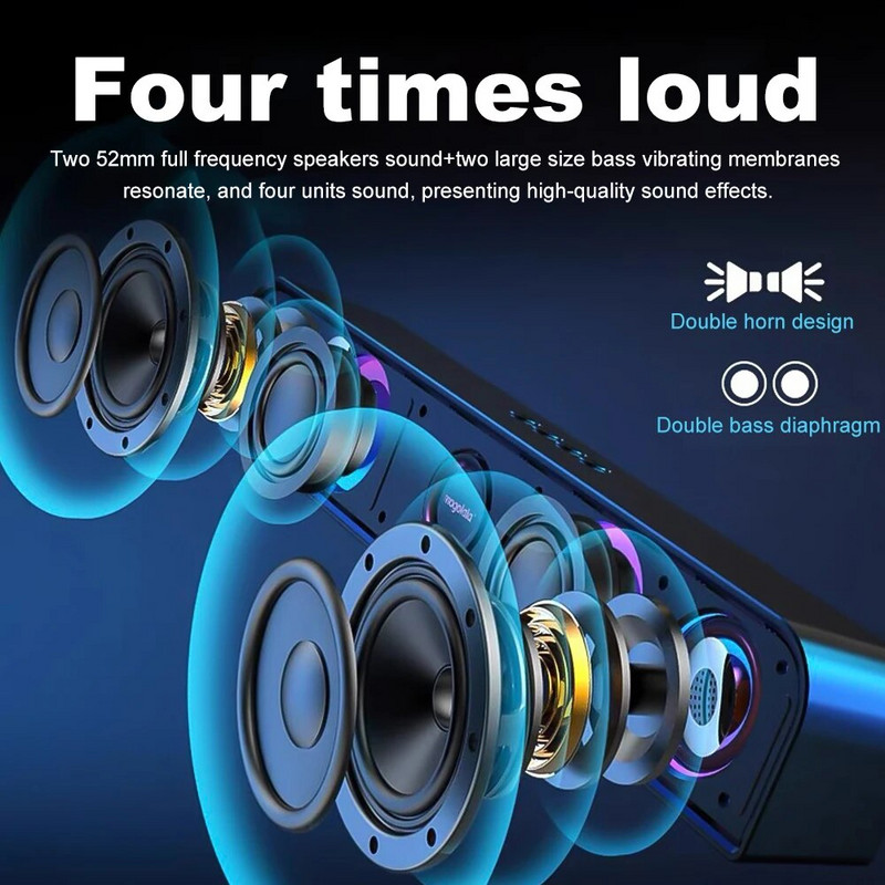 PC Soundbar Bežični 6D Surround zvučnik Bluetooth 5.0 Kućni žičani Računalni Stereo Subwoofer Sound Bar PC Laptop Kazalište TV Aux