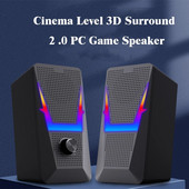 2.0 zvučnik s RGB svjetlom Subwoofer Sound Box Mini prijenosni zvučnik za PC igrače/Računalo/TV/Telefon/Laptop