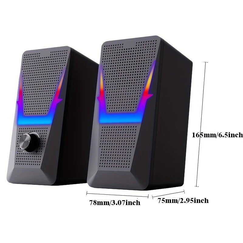 2.0 zvučnik s RGB svjetlom Subwoofer Sound Box Mini prijenosni zvučnik za PC igrače/Računalo/TV/Telefon/Laptop
