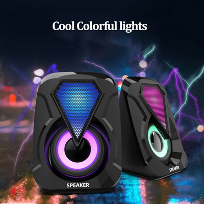 Arvutiheli lauaarvuti kodu bassikõlar väike kõlar juhtmega USB väike helikõlar kodukontor Universaalne mini RGB lauaarvuti heli