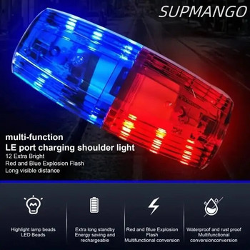 Κόκκινο μπλε LED Προειδοποιητικό φως ώμου Αστυνομική Φως κλιπ ώμου Φωτισμός υγιεινής Εργαζόμενος Ασφάλεια Περιπολίας Συναγερμός φλας στροβοσκοπικό σήμα