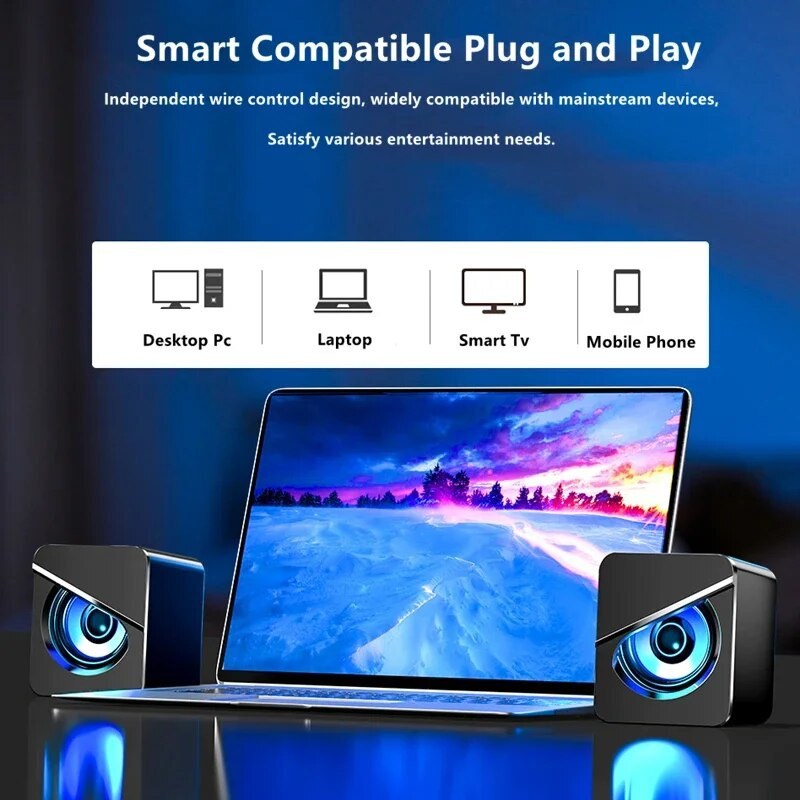 Difuzor mini pentru computer Difuzoare cu fir USB Sunet stereo 3D Difuzor surround Subwoofer Audio pentru PC, laptop, notebook, difuzor