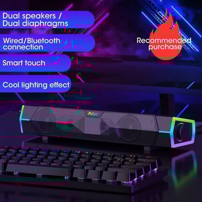 Vezeték nélküli asztali számítógép hangszórósor 9D sztereó hang mélynyomó Bluetooth hangszóró laptop notebook PC-hez LED vezetékes hangszóró